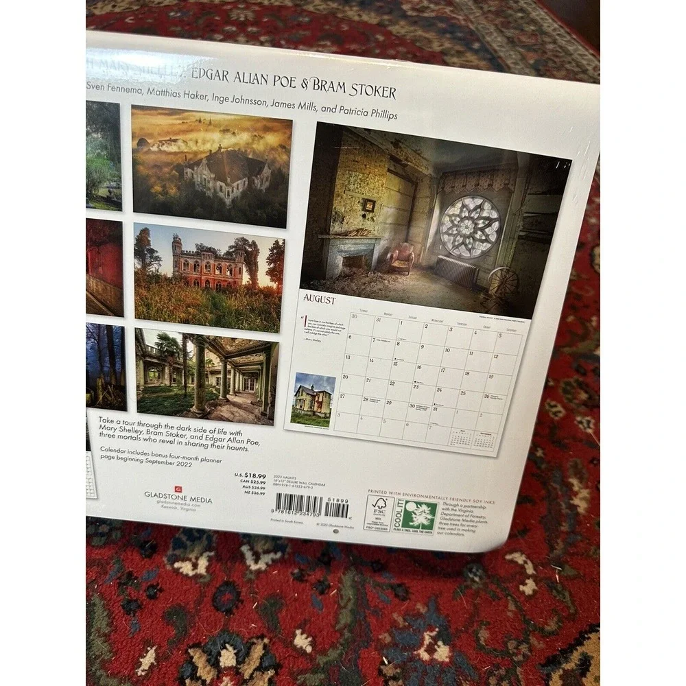 Haunts Mary Shelley Edgar Allan Poe Bram Stoker calendar 2023 art houses 18x12